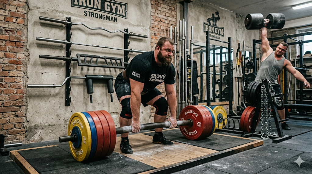 Výhody tlusté osy strongman deadlift s tlustou osou